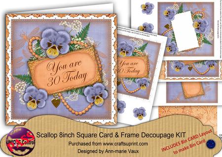 Blue Pansy Burnt You Are 30 Today 8in 3D Card Frame Kit