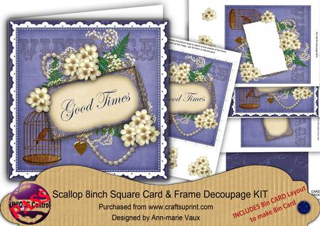 Blue Vintage Birdcage Good Times 8in 3D Card Frame Kit