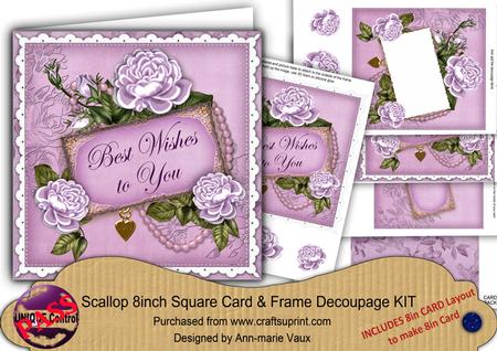 Lilac Roses Best Wishes 8in 3D Card Frame Kit