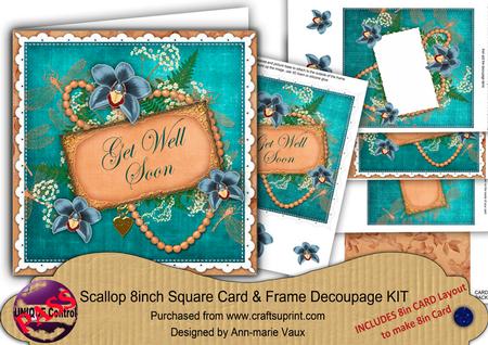 Teal Orchids Orange Get Well Soon 8in 3D Card Frame Kit