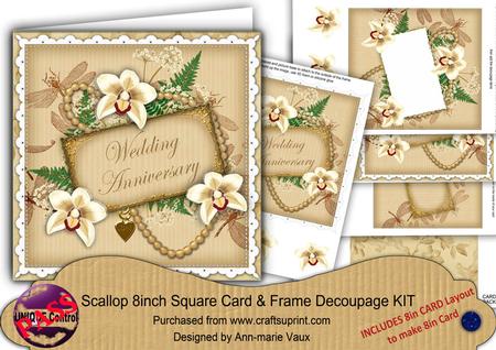 Cream Orchids Wedding Anniversary 8in Vintage Card Frame Kit