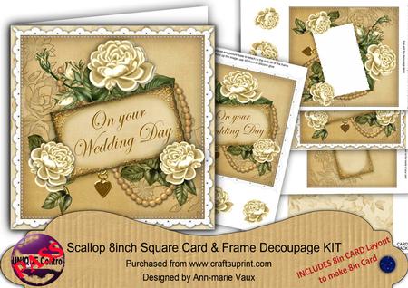Cream Roses Your Wedding Day 8in Vintage Card Frame Kit