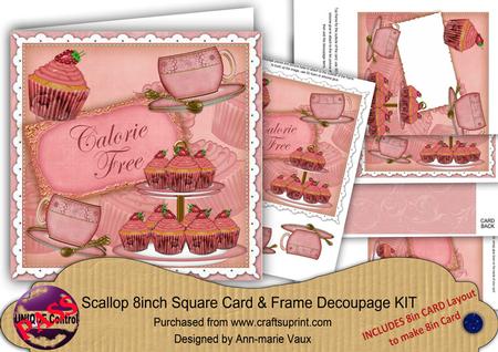 Pink Tea and Cupcake Calorie Free 8in Vintage Card Frame Kit