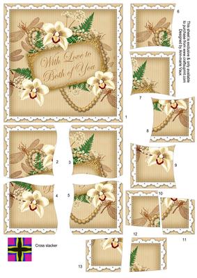 Cream Orchids Both of You 5in Cross Stacker Topper