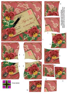 Red Pansy Age is But a Number 5in Cross Stacker Topper