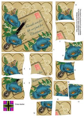 Teal Poppy Friend for Life! 5in Cross Stacker Topper