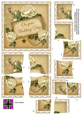 Cream Roses on Your Wedding Day 5in Cross Stacker Topper