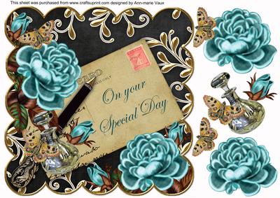 Teal Roses Black Special Day 8in Scallop Step by Step