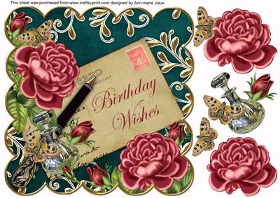 Dpink Roses Petrol Birthday Wishes 8in Scallop Step by Step