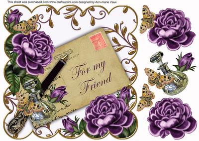 Purple Roses My Friend Ink Saver 8in Scallop Step by Step