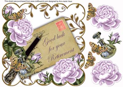Lilac Roses Your Retirement Ink Saver 8in Decoupage Topper