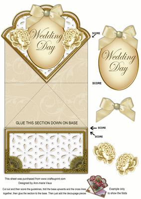 Cream Roses Wedding Day Scallop Spring Card
