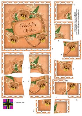 Burnt Orange Pansy Birthday Wishes 5in Cross Stacker