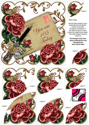 Deep Pink Roses 103 Today Ink Saver 6in Duo Corner Stacker