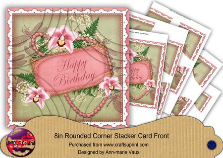 Pink Orchid Olive Birthday 8in Round Corner Stacker Kit