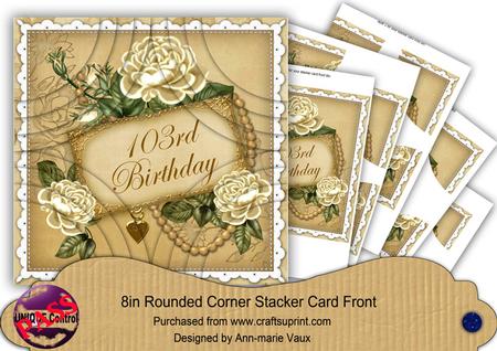 Cream Roses 103rd Birthday 8in Round Corner Stacker Kit