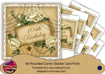 Cream Roses 104th Birthday 8in Round Corner Stacker Kit