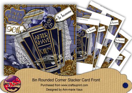 Blue Aftershave 90th Birthday 8in Round Corner Stacker Kit