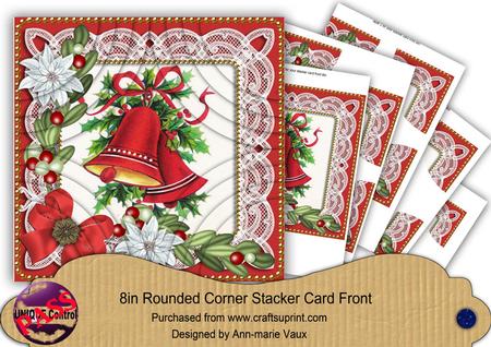 Christmas Bells Poinsettia 8in Rounded Corner Stacker Kit