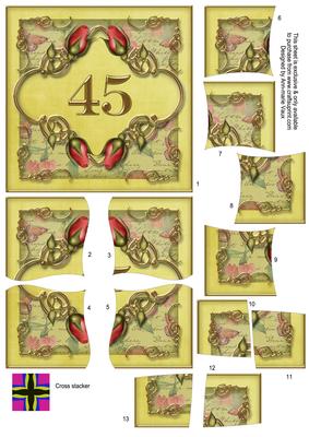 Lemon 45 Red Rosebud 5in Cross Stacker Topper