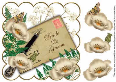 Cream Poppy Bride & Groom Ink Saver 8in Step by Step