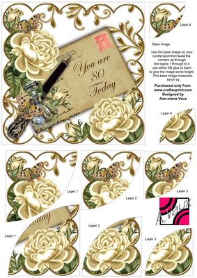 Cream Roses 80 Today Ink Saver 6in Duo Corner Stacker