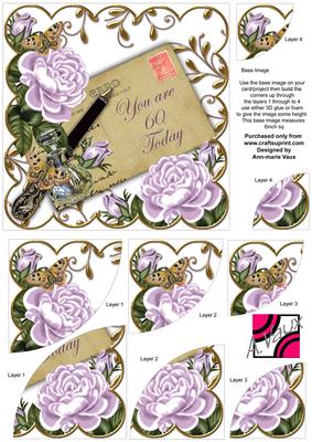 Lilac Roses 60 Today Ink Saver 6in Duo Corner Stacker