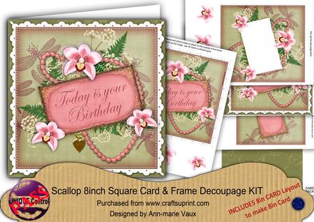 Pink Orchid Olive Today Birthday 8in Frame Card Kit
