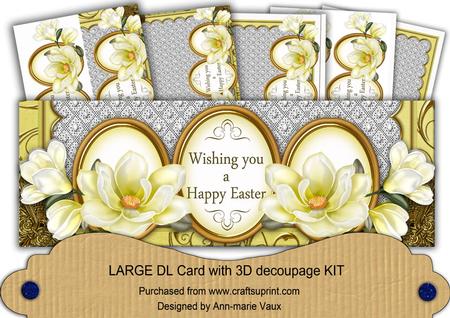 Lemon Magnolia Happy Easter Large Dl Decoupage Card Kit