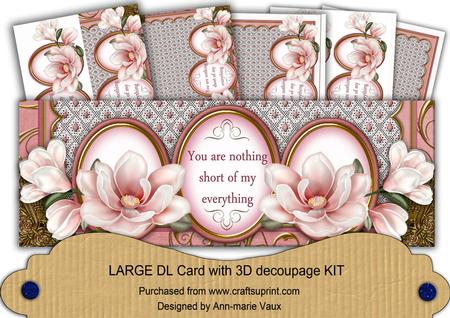 Pink Magnolia You Are Everything Large Dl Decoupage Card Kit