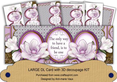 Lilac Magnolia Be a Friend Large Dl Decoupage Card Kit