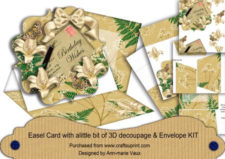 Cream Lily Birthday Wishes Easel Card and Envelope Kit