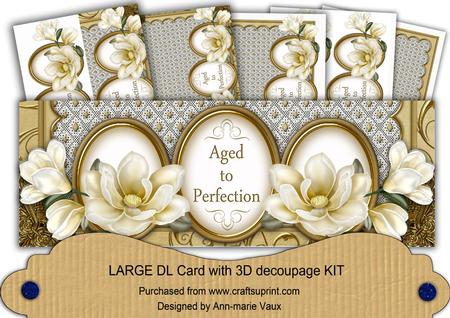 Cream Magnolia Aged Perfection Large Dl Decoupage Card Kit