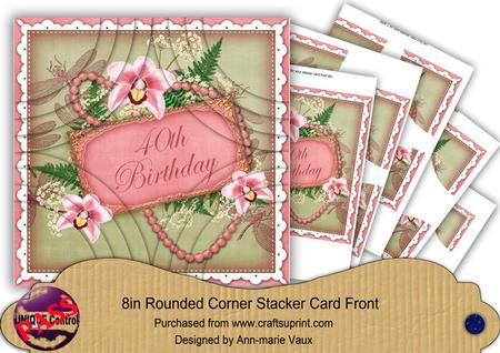 Pink Orchid Olive 40th Birthday 8in Round Corner Stacker Kit