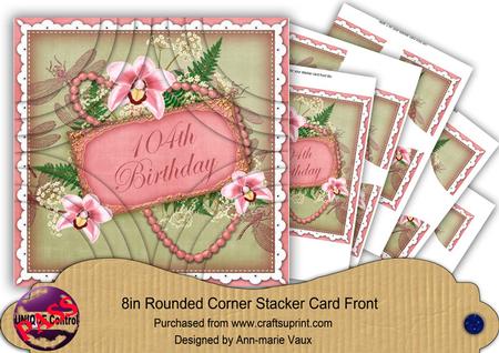 Pink Orchid 104th Birthday 8in Round Corner Stacker Kit