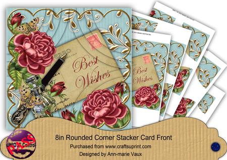 Deep Pink Teal Best Wishes 8in Round Corner Stacker Kit