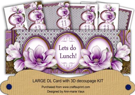 D Purple Magnolia Lets Do Lunch! Large Dl Decoupage Card Kit