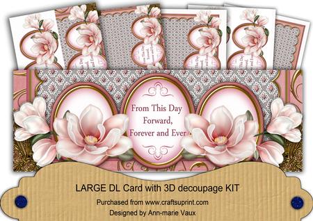 Pink Magnolia from This Day Large Dl Decoupage Card Kit