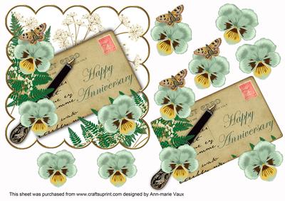 Mint Pansy Ink Saver Anniversary 6in Decoupage Topper