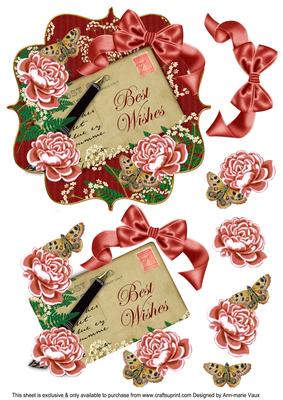 Dusty Red Roses Best Wishes 6in Bracket Step by Step