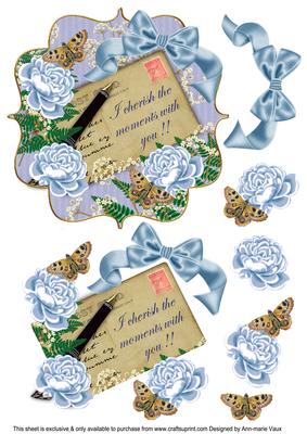 Blue Roses Cherish Moments 6in Bracket Step by Step