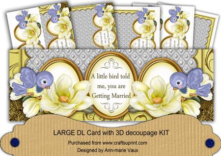 Lemon Magnolia Getting Married Large Dl Decoupage Card Kit