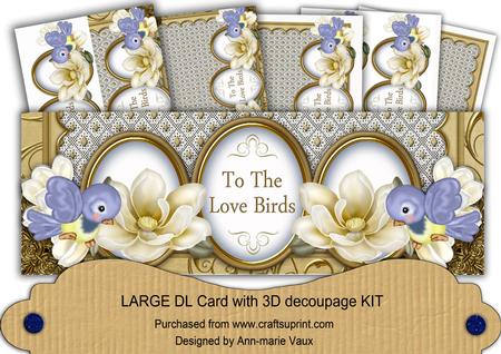 Cream Magnolias to the Love Birds Large Dl Card Kit
