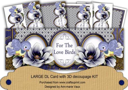 Dark Blue Magnolias to the Love Birds Large Dl Card Kit