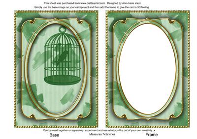 Mid Green Birdcage Paint 7x5in Shaker Base and Frame