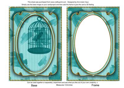 Teal Birdcage Paint 7x5in Shaker Base and Frame