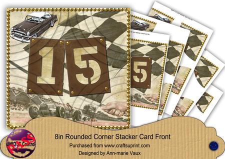 Vintage 15 Race Car 8in Rounded Corner Stacker Topper Kit