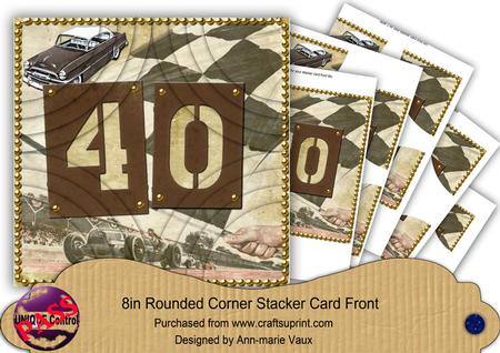 Vintage 40 Race Car 8in Rounded Corner Stacker Topper Kit