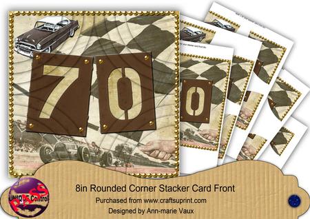 Vintage 70 Race Car 8in Rounded Corner Stacker Topper Kit