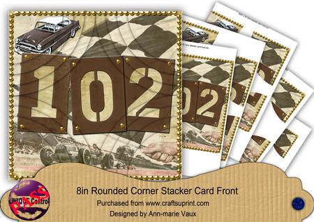 Vintage 102 Race Car 8in Rounded Corner Stacker Topper Kit